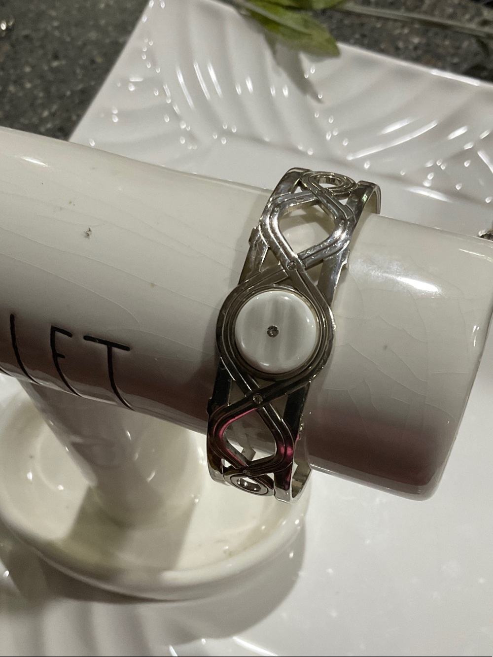 Brighton Christo Cuff Bracelet with White Center Cabochon